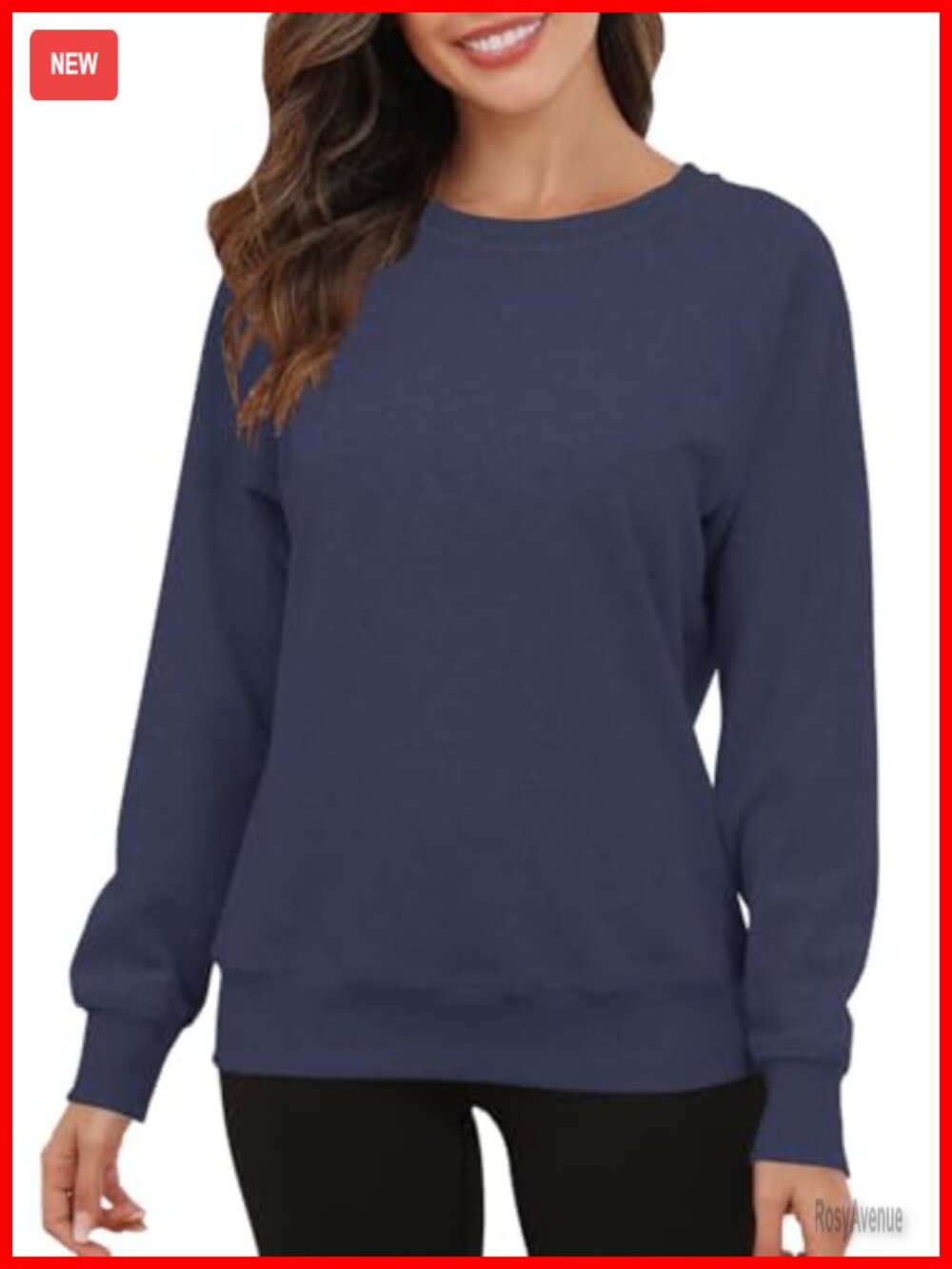 Women's Crewneck Long Raglan Sleeve Fleece Lined Sweatshirt Loose Fit Pullover